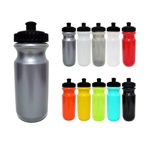 Branded lightweight sports water bottles staged in bulk for a Kuala Lumpur event giveaway