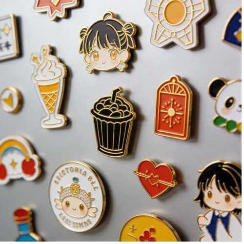 Custom metal enamel magnets Malaysia - branded promotional magnets on card backing