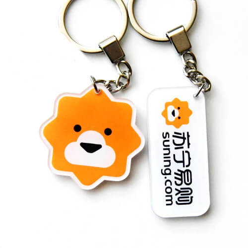 Acrylic keychain UV print detail showing vivid colour quality