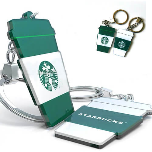 Acrylic keychain profile view showing 3mm thickness