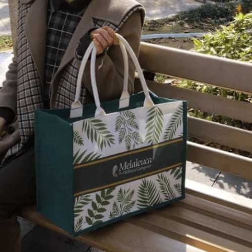 melaleuca custom printed burlap bags