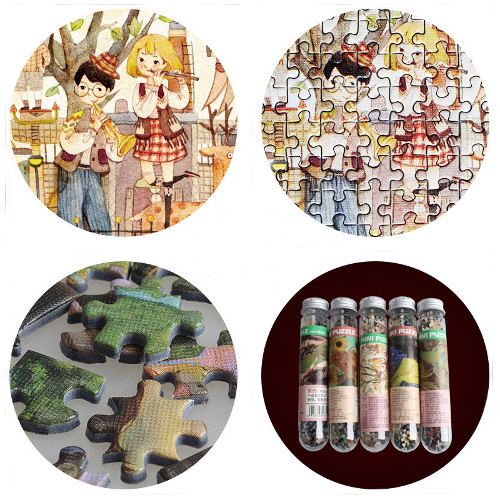 Round puzzles with designs