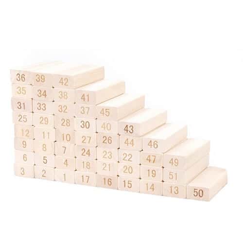 Numbered blocks laid out