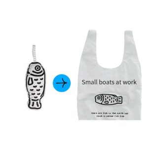 Custom foldable shopping bag with attached fish pouch Malaysia