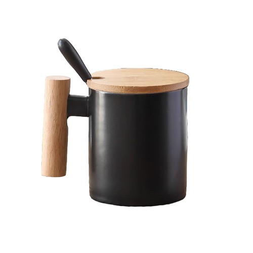 Custom Ceramic Mug with Spoon 400ml in Black - custom corporate gift Malaysia