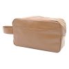 Custom khaki PU leather toiletry pouch, Malaysia