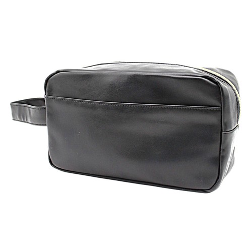 Custom black PU leather toiletry pouch, Malaysia
