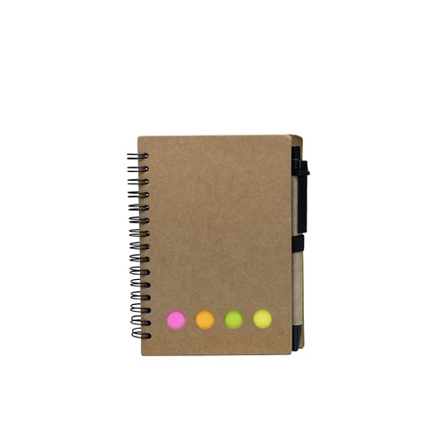 Custom Compact Eco Notebook with Pen - Khaki Custom Compact Eco Notebook with Pen in Khaki - custom corporate gift Malaysia