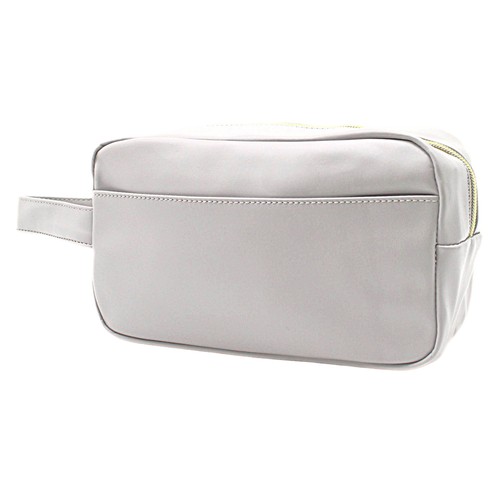 Custom grey PU leather toiletry pouch, Malaysia