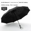 Open black 10-rib windproof anti-UV canopy of the custom auto business umbrella, 105cm span