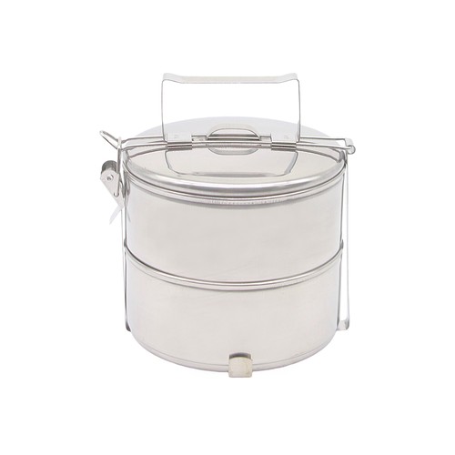 Custom 2-Tier Tiffin Carrier 1200ml in Silver - custom corporate gift Malaysia
