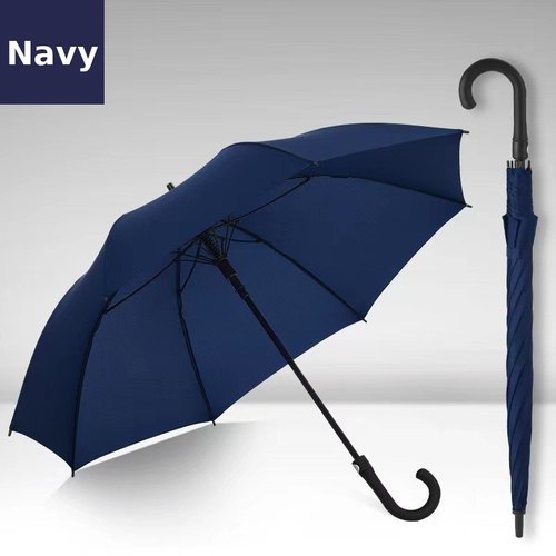 Custom 27-Inch Crook-Handle Umbrella Navy Navy custom 27-inch crook-handle business umbrella, open