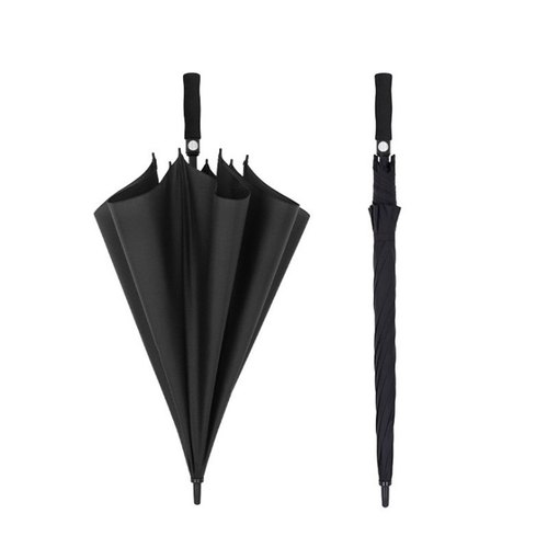 Black custom 27-inch fibreglass golf umbrella folded with EVA straight handle