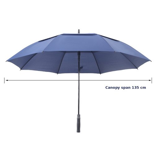 Custom 30-inch vented golf umbrella with 135cm canopy span