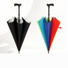 Custom cane walking-stick umbrellas open in black and rainbow