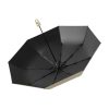 Custom Carabiner Tri-Fold Umbrella Canopy Open black anti-UV canopy of the custom carabiner tri-fold umbrella with 8 steel ribs