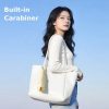 Custom Carabiner Tri-Fold Umbrella Carry Compact custom carabiner tri-fold umbrella clipped onto a tote bag for easy carry