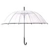Custom clear auto straight umbrella with black trim and crook handle, open