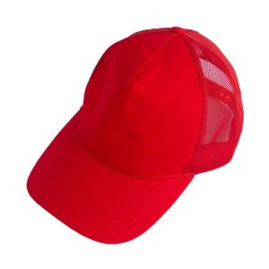 Custom Cotton Trucker Cap with Mesh Back in Red - custom corporate gift Malaysia