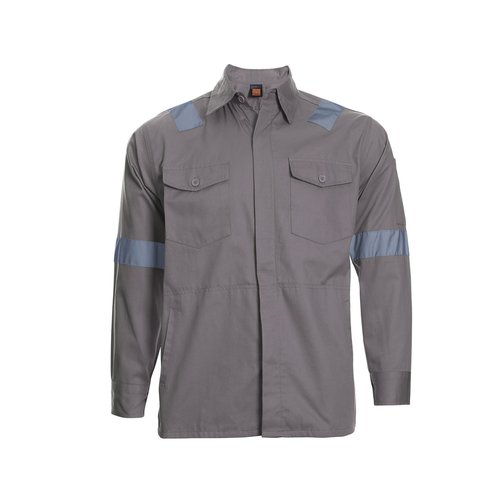 Custom Cotton Work Jacket with Reflective Tape in Grey - custom corporate gift Malaysia
