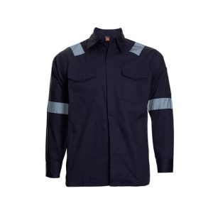 Custom Cotton Work Jacket with Reflective Tape in Navy - custom corporate gift Malaysia