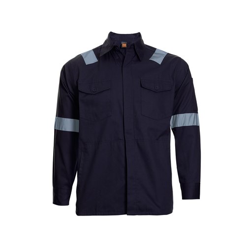 Custom Cotton Work Jacket with Reflective Tape in Navy - custom corporate gift Malaysia