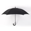 Custom double-rib straight umbrella in black with rubber crook handle, open