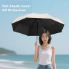 Custom Fibreglass Striped-Handle Tri-Fold Umbrella Shade Custom fibreglass striped-handle tri-fold umbrella providing full sun shade outdoors