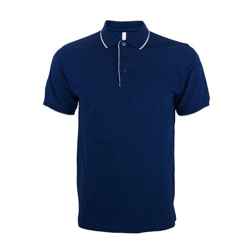 Custom Honeycomb CVC Tipped-Collar Polo Shirt in Navy - custom corporate gift Malaysia