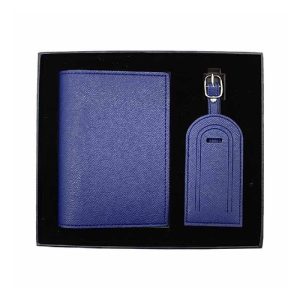 Custom Passport Holder & Luggage Tag Gift Set in Navy - custom corporate gift Malaysia
