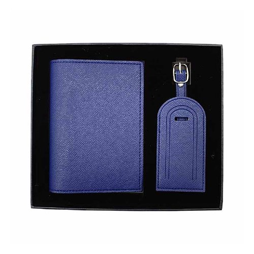 Custom Passport Holder & Luggage Tag Gift Set - Navy Custom Passport Holder & Luggage Tag Gift Set in Navy - custom corporate gift Malaysia