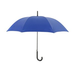 Custom silver-coated auto-open straight umbrella in royal blue with crook handle