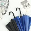Plastic crook handles of the custom silver-coated auto straight umbrella in black and blue