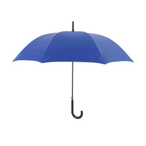 Custom silver-coated auto-open straight umbrella in royal blue with crook handle