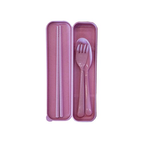 Custom Wheat Fibre Cutlery Set in Pink - custom corporate gift Malaysia