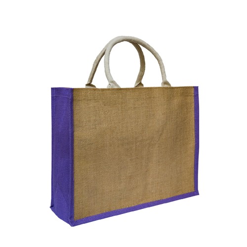 Custom purple trim laminated jute shopper, Malaysia