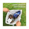 Custom foldable picnic mat tote bag holding a flask, water bottle and jacket inside the zipped compartment