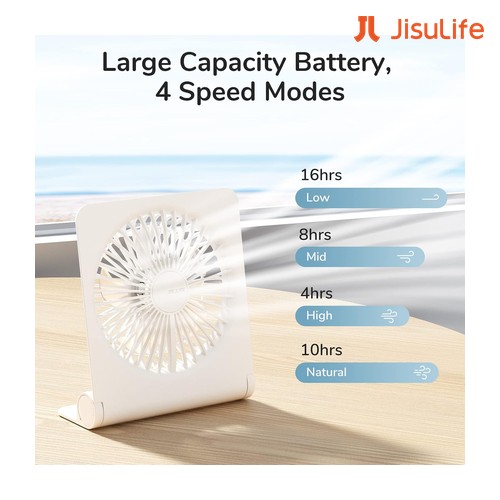 Custom JisuLife Life 1 FA28 USB Table Fan 4500mAh Battery and 4 Speed Modes with Logo Print