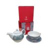 Custom Nesting Teapot and Cup Gift Set showing teapot, cup and saucer separately with gift box, corporate gift by Aquaholic Gifts Malaysia