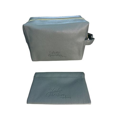 Custom PU leather property handover set in grey with aircon controller pouch and access card pouch, debossed logo, Malaysia