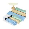 Custom umbrella tote bag corporate gift in three colours - mint green, beige and sky blue - with folded umbrellas, Malaysia
