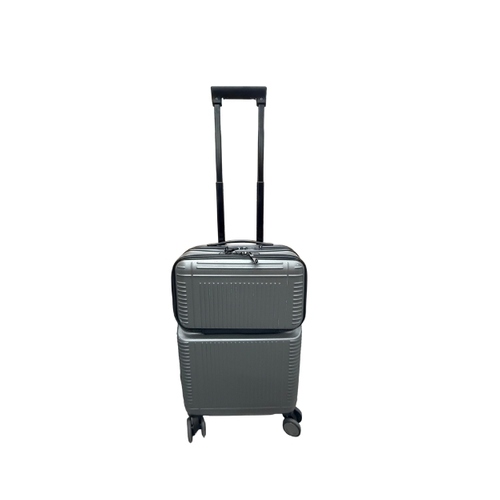 Front view of a custom cabin suitcase showing the separate front laptop compartment for Malaysia corporate gifts