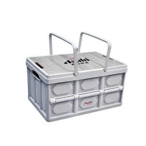 Custom collapsible storage box with fold-up carry handles and printed hard lid, Malaysia gift with purchase