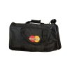Custom black duffel gym bag with printed logo and twin webbing carry handles for Malaysia corporate gifting