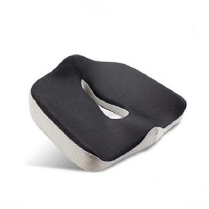 Custom memory foam seat cushion with ergonomic cut-out