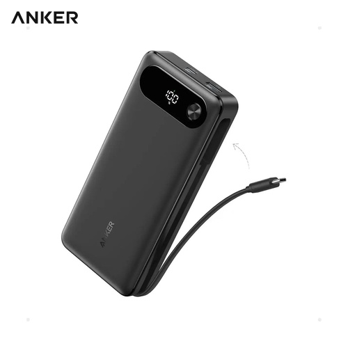 Custom Anker Power Bank 20K 87W with Built-in Cable in Black with logo printing, Malaysia