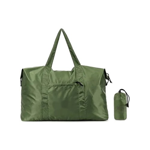 Green duffel with pouch