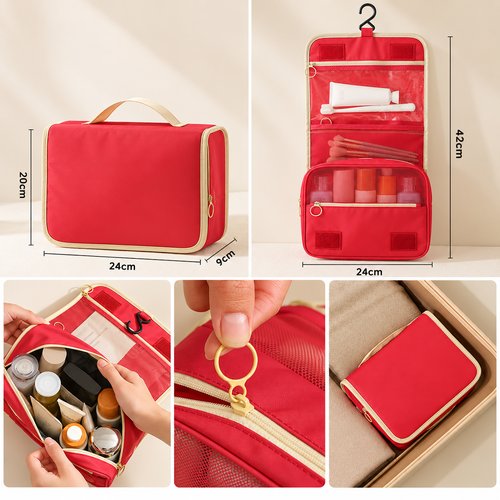 Custom hanging toiletry bag measured 24 x 20 x 9cm closed and 42cm long unfolded, Malaysia