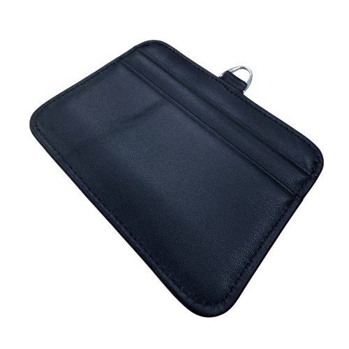 Back of horizontal leather pass holder with three wide card slots on a smooth panel, Malaysia
