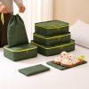 Custom packing cube set with the drawstring laundry bag being opened, Malaysia